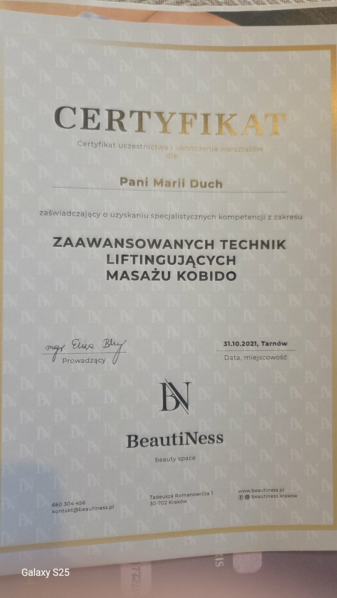 maria duch certyfikat maria duch certyfikat